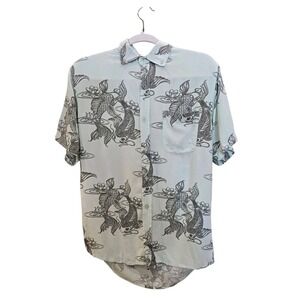 Vintage Super Cool Brand Koi Fish All Over Print Hawaiian Shirt Men's Size S‎ #?